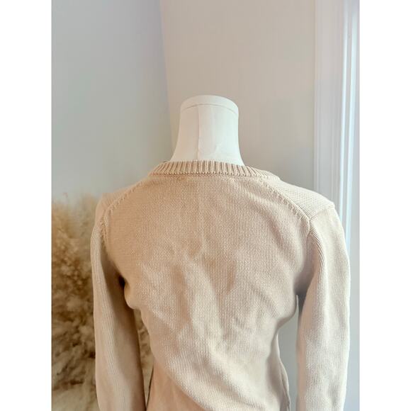 Zara Tan Cardigan Sweater Womens Small Patch Pocket Luxury Gold Button Up - Picture 7 of 8